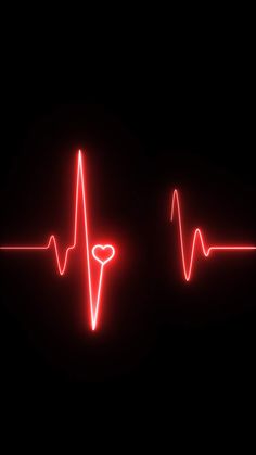 two red heartbeats on a black background