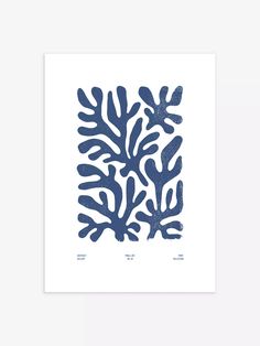 blue coral print on white paper