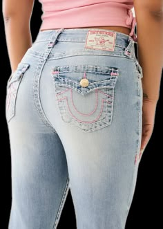 Pink Denim Flare Jeans With Five Pockets, Spring Cropped Jeans With Belt Loops, Fitted Pink Denim Flare Jeans, Fitted Pink Flare Denim Jeans, Fitted Jeans With Belt Loops, Mid-rise Pink Flare Jeans With Five Pockets, Mid-rise Flare Jeans With Belt Loops, Pink True Religion Jeans, True Religion Outfits