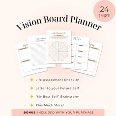 the vision board planner is open and ready to be used as a printable activity