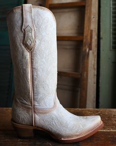 CORRAL WOMEN'S CRACKLED LUMINESCENT EMBROIDERED BOOT Bridal Cowboy Boots, Embroidery Cowboy, Bride Boots, Cowgirl Boots Wedding, White Cowboy Boots, Felt Cowboy Hats, Straw Cowboy Hat, Wedding Boots, Corral Boots