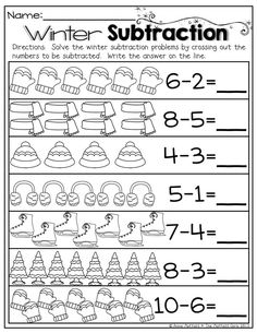 the winter subtraction worksheet for kids to learn how to write numbers