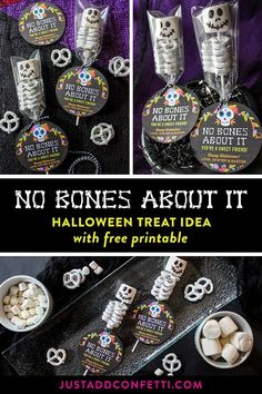 halloween treat idea with free printables for kids to make their own skeleton candies