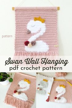 this is an adorable crochet pattern for swan wall hanging