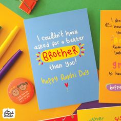 greeting cards and stationery for brother on father's day, with pens and magnets