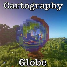 the text cartogramy globe is shown in front of an image of a house