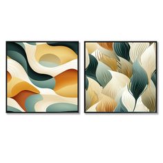 two paintings with different shapes and colors