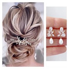 Our Paige bridal hair comb will add instant  glamour to your wedding hairstyle , made with a stunning mix of crystals, beads and pearls. As the headpiece is flexible it can be worn at the front, back or side of your hair and can be shaped to suit any hairstyle. Available in silver or gold the wedding Hair piece is 5 inchs wide. Whether tucked into an updo, paired with a veil, or loosely holding back part of your hair this bridal hair accessory works for every look. Stunning crystal and pearl Coordinating bridal Earrings and Necklace set available in silver or gold. SHOP MORE STYLES- https://www.etsy.com/ie/shop/BridalStar?ref=related&listing_id=1089072713#items  Delivery is 3 Weeks  *RETURNS-  We accept returns   Please do not order multiple items for the purpose of trying on different sty Modern Gowns, Bridal Hair Vine Pearl, Pearl Wedding Jewelry Sets, Pearl Headpiece Wedding, Romantic Hair, Headpiece Wedding Hair, Floral Wedding Hair, Boho Bridal Hair, Bridal Hair Combs Pearl