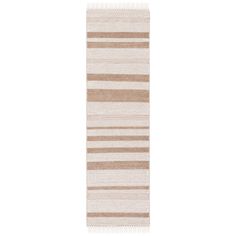 a beige and white striped rug on a white background