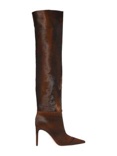 Find GIANVITO ROSSI 100mm Leather Boots on Editorialist. brown leather stiletto heel knee-length pull-on style Knee Heels, Leather Boots Brown, Brown Knee High Boots, Classic Boots, Van Cleef Arpels, Boots Brown, Brown Leather Boots, Ballet Flat Shoes, Pump Sandals