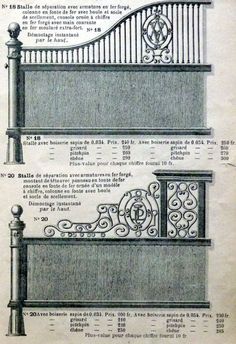 an old drawing shows the details of a stair railing and balconies with decorative designs