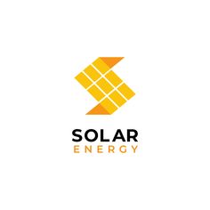 the logo for solar energy, which is yellow and orange with an arrow on it