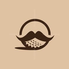 a moustache mustache with waves in the middle on a brown background, logo design