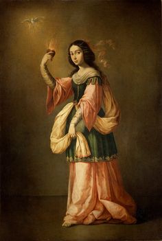 a painting of a woman holding a bird in her hand