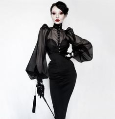 Elegant Gothic Hairstyles, Glam Goth Fashion, Gender Aesthetic, Classy Goth, Paint Fashion, Industrial Fashion, Attitude Clothing, Rebecca Ferguson, Draw And Paint