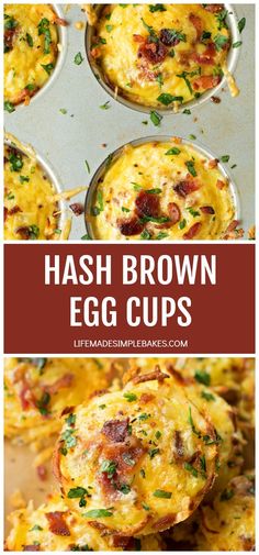 hash browns egg cups in muffin tins with text overlay