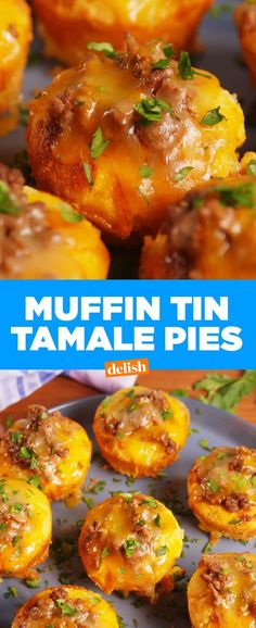 muffin tin tamale pies on a plate with the title overlay reading muffin tin tamale pies