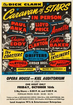 Music Concert Poster, Duane Eddy, Paul Anka, Music Flyer, Concert Aesthetic