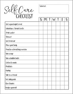 Self-care should be an important part of your everyday routine. Keep up with your self-care ritual with this self-care checklist. Completed and Blank PDF included in digital download. Routines Aesthetic, Facials At Home, Self Care Checklist, Workbook Design, Writing Therapy, Checklist Template, Journal Writing Prompts