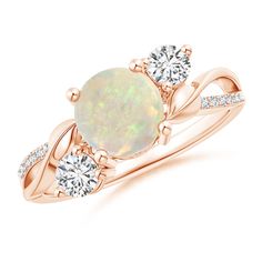 Featuring a beautiful leaf and vine shank in 14k rose gold, this opal and diamond ring elicits a nature-inspired vibe. The elegant twisted shank is partially studded with diamonds for extra brilliance. 14th Wedding Anniversary, Opal And Diamond Ring, Vine Ring, White Rose Gold, Opal Rings, Meaningful Gifts, Nature Inspired, Bracelet Watch, Heart Ring