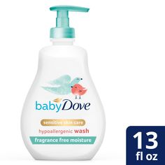 Baby bath time is special. And with baby skin being 30% thinner than ours, the best care is the gentlest. To help protect your little one’s skin, we created Baby Dove Fragrance Free Moisture Hypoallergenic Baby Wash to provide ultra-gentle care for baby's sensitive skin. Unlike other baby washes, our tear-free and hypoallergenic baby wash and shampoo is made with 100% skin-natural nutrients, which are identical to those naturally found in skin, and prebiotic moisture to help replenish the essent Dove Sensitive Skin, Sensitive Skin Body Wash, Liquid Body Wash, Baby Body Wash, Baby Bath Time, Sensitive Skin Care, Baby Shampoo, Shower Routine, Baby Body