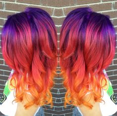 Red And Orange Hair, Sunset Hair Color, Sunset Hair, Bright Hair Colors, Bright Hair