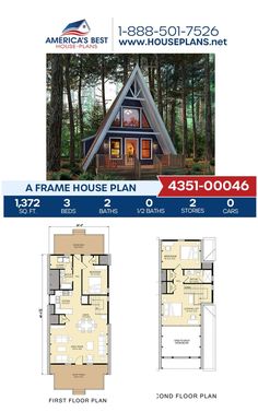 a frame house plan with floor plans and measurements for the first floor, second story