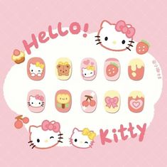 Nail Ideas Simple, Hello Kitty Nails Art, Free Printable Paper Dolls, Paper Doll Printable Templates, Unique Nail Art, Kutek Disney, Fake Nails Designs, Desain Quilling, Hello Kitty Crafts