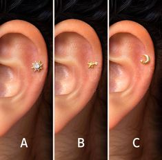 three different types of ear piercings