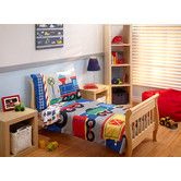 a child's bedroom with three stars in front of the bed and two children's beds