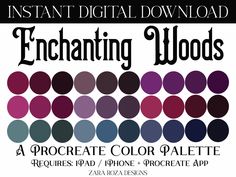 the instant digital printable color palette for enchanting woods