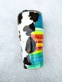 Cowhide Glitter Serape Tumbler | Personalized Tumblers Vinyl Chaos Design Co. Epoxy Tumbler Ideas, Serape Tumbler, Cow Print Tumbler, Quote Font, Family Decals, Short Quote, Monogram Tumbler, Food Safe Epoxy, Vinyl Tumblers