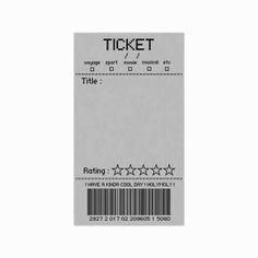 a ticket with five stars on it and the word'ticket'written in black