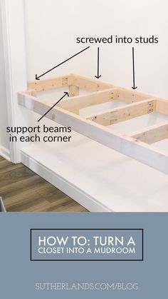 how to turn a closet into a mudroom with pictures on the wall and below it