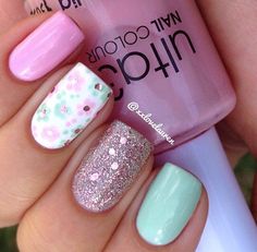 Super Cute Spring Nail Ideas 🐰💕 Unghie Nail Art, Floral Nail Art, Super Nails, Spring Nail Art, Pastel Nails, Floral Nails, Nail Arts, Manicure E Pedicure