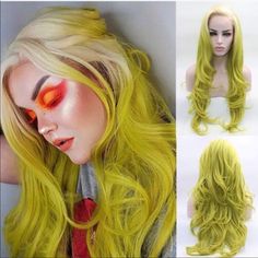 Lulu22"Ombr Lemon Lime Lace Front Wig Nwt Density: 130% Half Hand Tied Synthetic Wig Hair Color: Lemon Lime Ombr (Yellow, Green, White) Cap Size: 22.5" Circumference Heat: Resistant Up To 320f Has 2 Adjustable Straps & 3 Combs Inside You Could Cut The Front Lace To Blend As Your Own Hairline Bundle With Got2b Ultra Gel 2save Bob Lace Front Wigs, Feather Hair Clips, Floral Accessories Hair, Crystal Hair Comb, Hair Accessories Set, Bohemian Hairstyles, Straight Lace Front Wigs, Beaded Headband, Short Wavy