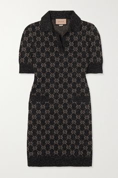 Inspired by hits from the label's vast archives, Gucci's mini dress is jacquard-knitted with shimmering 'GG' logos in a loose fit. It's made from soft cotton-blend and has a relaxed, open collar. Style it with heels or loafers, depending on the occasion. Gucci Mini Dress, Gucci Outfits Women Fashion, Gucci Clothes Women, Gucci Outfits Women, Gucci Fashion Outfits, Luxurious Outfits, Expensive Outfits, Gucci Dresses, Gucci Sweater