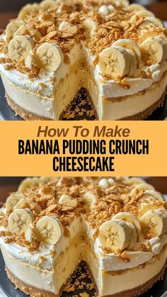 Ingredients For the Crust: 1 1/2 cups crushed vanilla wafers 1/4 cup granulated sugar 1/4 cup unsalted butter, melted... Banana Cheesecake Cake, Gumbo Recipe Easy, Cheesecakes Recipes, Crunch Cheesecake, Best Sweet Potato Casserole, Easy Banana Pudding, Best Sweet Potato, Rich Cheesecake, Baked Cheesecake