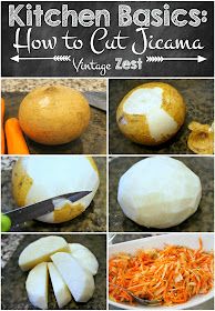 the pictures show how to cut and dice vegetables