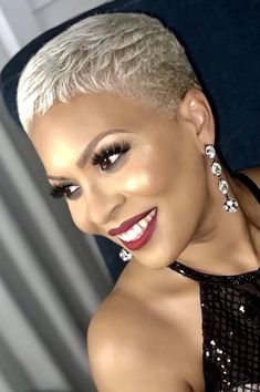 Short Salt And Pepper Hair Black Women, Short Platinum Blonde Hair, Short Hair Designs, Short Shaved Hairstyles, Short Silver Hair, Short Hairdos