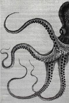 an octopus is depicted in this black and white photo