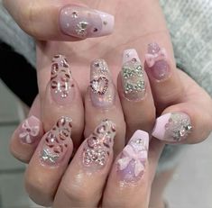 gel x pink leopard print bow coquette sparkly aesthetic Sparkly Aesthetic, Gyaru Nails, Leopard Print Bow, Bow Coquette, Leopard Nails, Kawaii Nails, Cute Nail Art