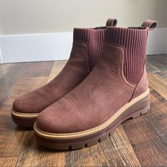 Super Cute Timberland Booties For Women, Size 8. They’re A Maroon/Reddish Brown Color. I Can Count The Amount Of Times I’ve Worn Them On My Hand; Nothing Wrong With Them At All, They Just Don’t Seem To Mell Into My Outfits That I Currently Have! They Have A Super Cute Chunky Heel, And Little Wear On Them (Pictured). Wish They Matched My Closet Better, And Hoping To Get Them To A Home Where They’d Get More Love!! Just Hoping To Get Close To What I Paid For Them Back! Offers Welcome. Timberland Booties, Booties For Women, Timberlands Shoes, Timberlands Women, More Love, Match Me, Reddish Brown, Chunky Heel, Just Don