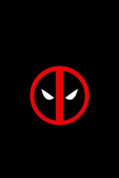 the deadpool logo is shown in red and black, with eyes drawn on it