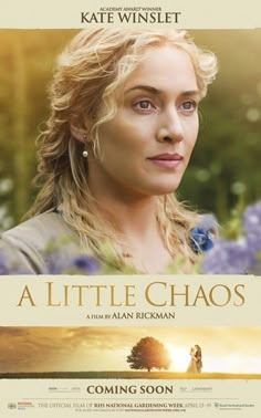 a movie poster for a little chaos with a woman in the sun and trees behind her