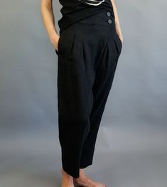 Dear Ladies, these amazing linen pants take elegance and comfort on a totally new level! Be sure, if any pair of pants will ever make you happy - these linen harem pants are definitely your sure strike. All the morning struggles and questions what to wear will leave your mind, since these pants will become your absolute champion! Slightly tapered linen pants have two side pockets and two big and beautiful buttons closure in the front. These yoga harem pants has wide range of colors, so I am sure Chic Black Linen Bottoms, Black Linen Wide Leg Ankle-length Pants, High Waist Black Linen Pants, Black Linen Ankle-length Wide Leg Pants, Black Ankle-length Linen Wide Leg Pants, Chic Linen Harem Pants With Pockets, High Waist Black Linen Wide Leg Pants, High-waist Black Linen Wide Leg Pants, Black Linen Ankle-length Bottoms