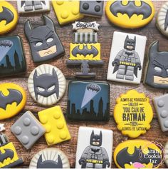 batman cookies are arranged on top of each other