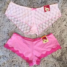 Cute Set Of 2 Pink Panties. Both Are Low Cut, One Is A Lacy Sheer Light Pink, The Other Is Bubblegum Pink With Hot Pink Lace Trim. * Size Small * Nwt Lace Booties, Bra Panty, Cute Sets, Bubblegum Pink, Pink Lace, Pink Fashion, Low Cut, Lei, Women's Intimates