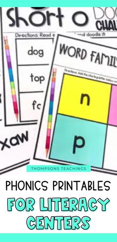 phonics printables for library centers with the text phonics printables for library centers