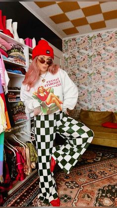 colorful outfit inspo Checkered Pants Outfit, Wide Leg Pants Outfit, Colorful Outfit, Checkered Pants, She Is Clothed, Cute Swag Outfits, Airport Outfit, Swag Outfits, Colourful Outfits